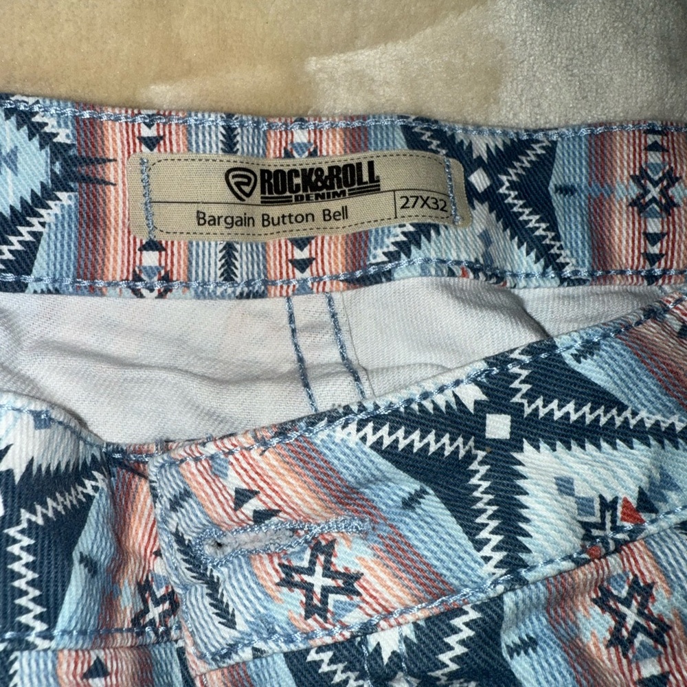 Rock & Roll Cowgirl Blue and Pink Patterned Flare Pants